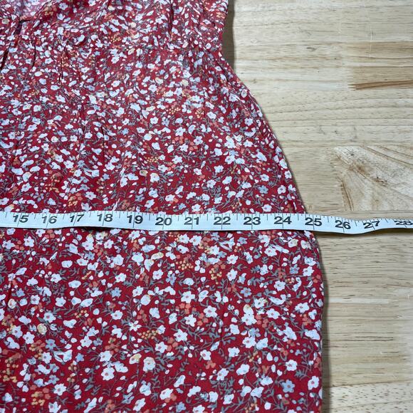 Rails NWT Anika Mini Dress Red Ditsy Floral Size 2X Lightweight Pullover V-Neck - Picture 8 of 13
